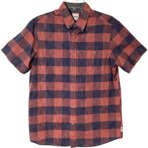 ROWM Red & Blue Plaid Short Sleeve Button-Up Shirt Men's Size Medium 100% Cotton